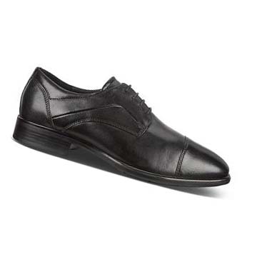 Men's Ecco Citytray Cap Toe Dress Shoes Black | USA 508NWY